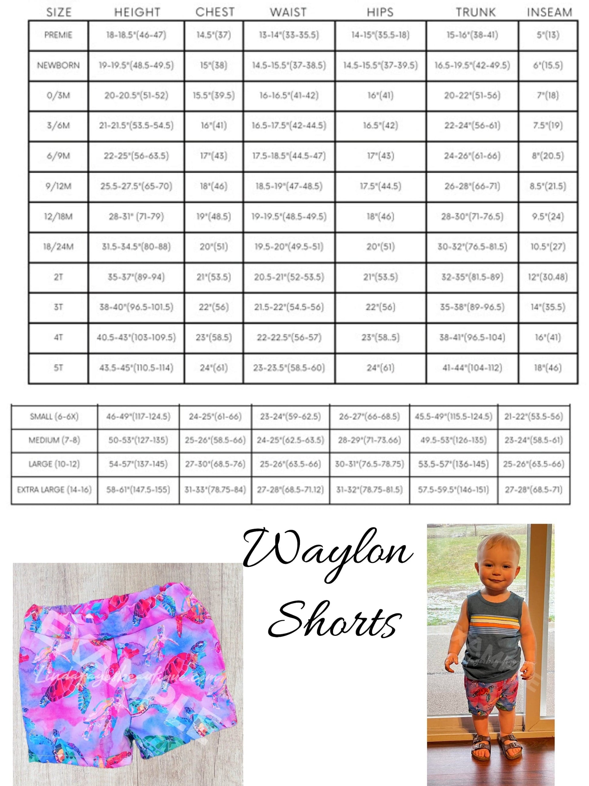 Linda Faye's Beautique Size Charts